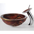 Tuscan Glass Vessel Sink and Waterfall Faucet