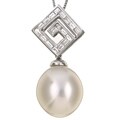 18k Gold White South Sea Pearl and 1/3ct TDW Diamond Necklace (12 mm)