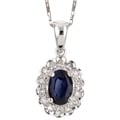 14k Gold Sapphire and 1/10ct TDW Diamond Necklace