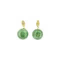 14k Yellow Gold Green Jade and Diamond Earrings