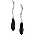 14k White Gold Briolette Onyx and Diamond Earrings
