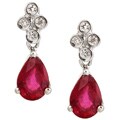 14k Gold Ruby and 1/10ct TDW Diamond Earrings