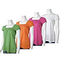 Self Esteem Women's Smocked Neck Short-sleeve Shirt