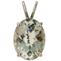 14k White Gold Oval Green Amethyst Pendant