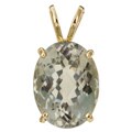 14k Yellow Gold Oval Green Amethyst Pendant