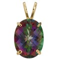 14k Yellow Gold Oval Mystic Fire Topaz Pendant