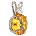 14k White Gold Citrine and CZ Pendant