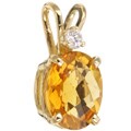 14k Yellow Gold Citrine and CZ Pendant