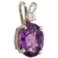 14k White Gold Amethyst and CZ Pendant