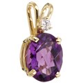 14k Yellow Gold Amethyst and CZ Pendant