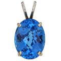 14k White Gold Swiss Blue Topaz Pendant