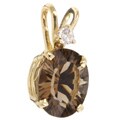 14k Yellow Gold Smokey Quartz and CZ Pendant