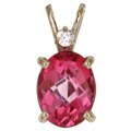 14k Gold Pure Pink Topaz and CZ Pendant