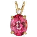 14k Gold Pure Pink Topaz and CZ Pendant