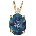 14k Gold Neptune Garden Topaz and CZ Pendant