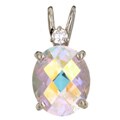 14k Gold Mercury Mist Topaz and CZ Pendant