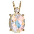 14k Gold Mercury Mist Topaz and CZ Pendant