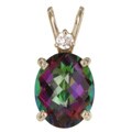 14k Gold Mystic Fire Topaz and CZ Pendant