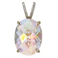14k White Gold Oval Mercury Mist Topaz Pendant