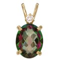 14k Gold Mystic Fire Topaz and CZ Pendant