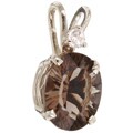 14-karat Gold Quantum Smokey Quartz and CZ Pendant