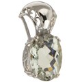 14k White Gold Oval Green Amethyst Pendant