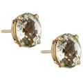 14k Yellow Gold Green Amethyst Stud Earrings