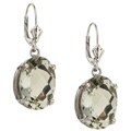 14k White Gold Green Amethyst Leverback Earrings