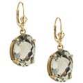 14k Yellow Gold Green Amethyst Leverback Earrings