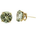 14k Yellow Gold Green Amethyst Stud Earrings