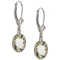 14k White Gold Green Amethyst Leverback Earrings