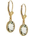 14k Yellow Gold Green Amethyst Leverback Earrings