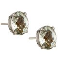 14k White Gold Green Amethyst Stud Earrings