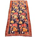 Persian Hamadan Hand-knotted Navy/ Red Rug (4'4 x 9'5)