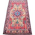 Persian Hamadan Hand-knotted Beige/ Navy Rug (5'1 x 10'1)