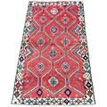 Persian Hamadan Hand-knotted Red/ Ivory Rug (5'2 x 9'8)