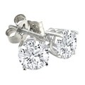 Platinum 3/4ct TDW Round Diamond Stud Earrings (I, SI2)