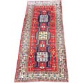 Persian Hamadan Hand-knotted Red/ Ivory Rug (4'4 x 10'3)