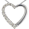 10k White Gold 1/4ct TDW Diamond Heart Necklace (J-K, I1-I2)