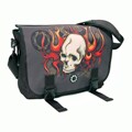 DadGear Skull and Flames Messenger Diaper Bag
