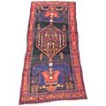 Persian Hamadan Hand-knotted Black/ Red Rug (4'10 x10'10)