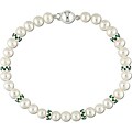 Sterling Silver Green Crystal and FW Pearl Bracelet