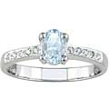 10k White Gold Aquamarine and Diamond Ring
