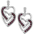 10k Gold Diamond and Ruby Heart Earrings