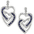 10k Gold Sapphire and Diamond Heart Earrings
