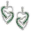 10k Gold Emerald and Diamond Heart Earrings