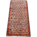 Persian Hamadan Hand-knotted Navy/ Rust Rug (4'6 x 9'10)