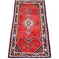 Persian Hamadan Red/ Black Wool Rug (4'11 x 9'10)