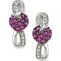 10k Gold Ruby and 1/10ct TDW Diamond Heart Earrings