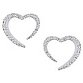 10k White Gold 1/8ct TDW Diamond Heart Earrings